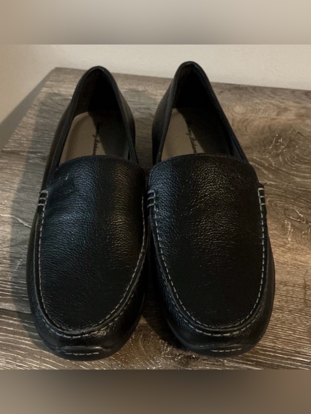 Tommy Bahama Men’s Black Pebbled Leather Slip-On Driving Loafers Sz 10.5 EUC